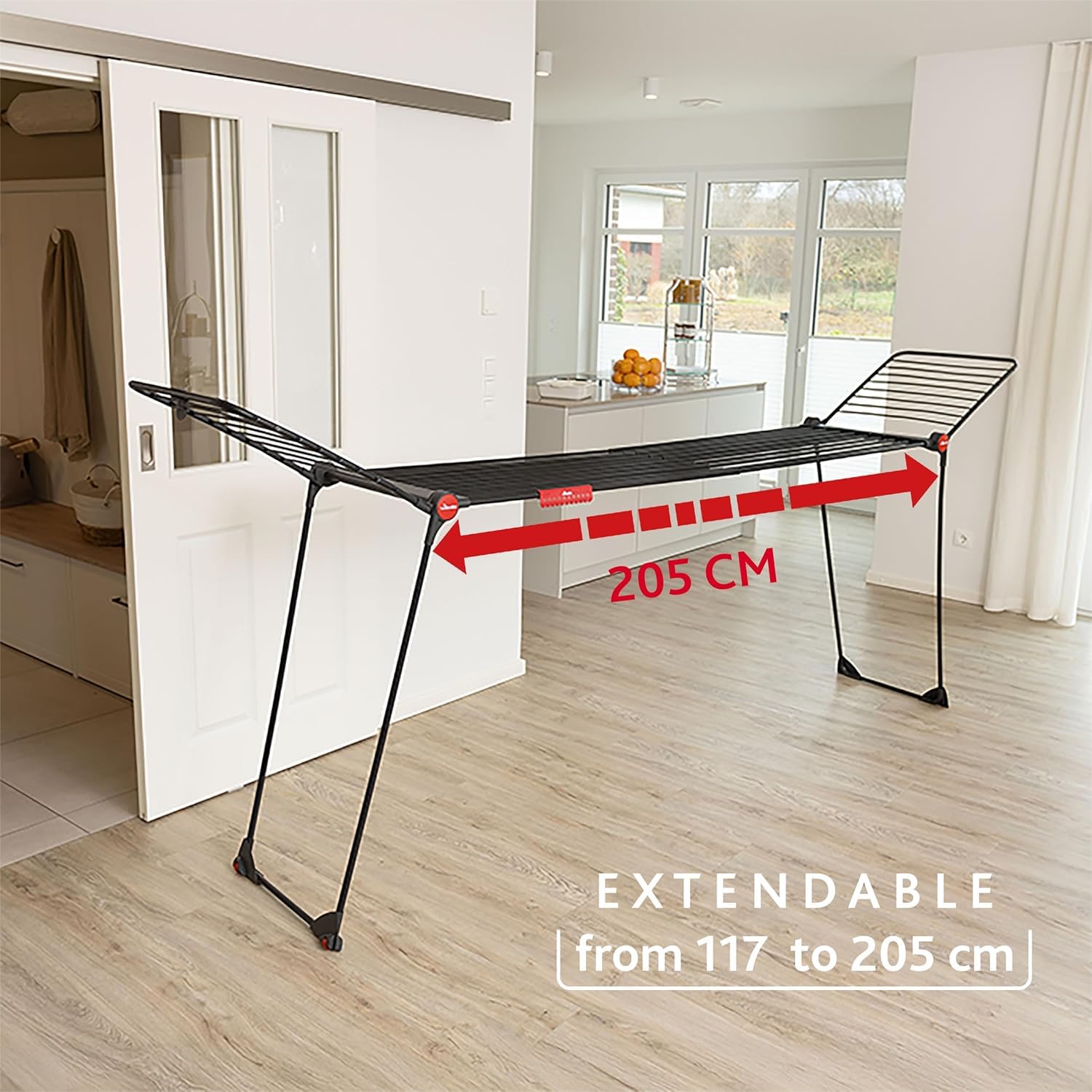 Vileda Stendibiancheria Infinity Flex Ultimate, Pieghevole, Nero, Griglia Telescopica Estensibile