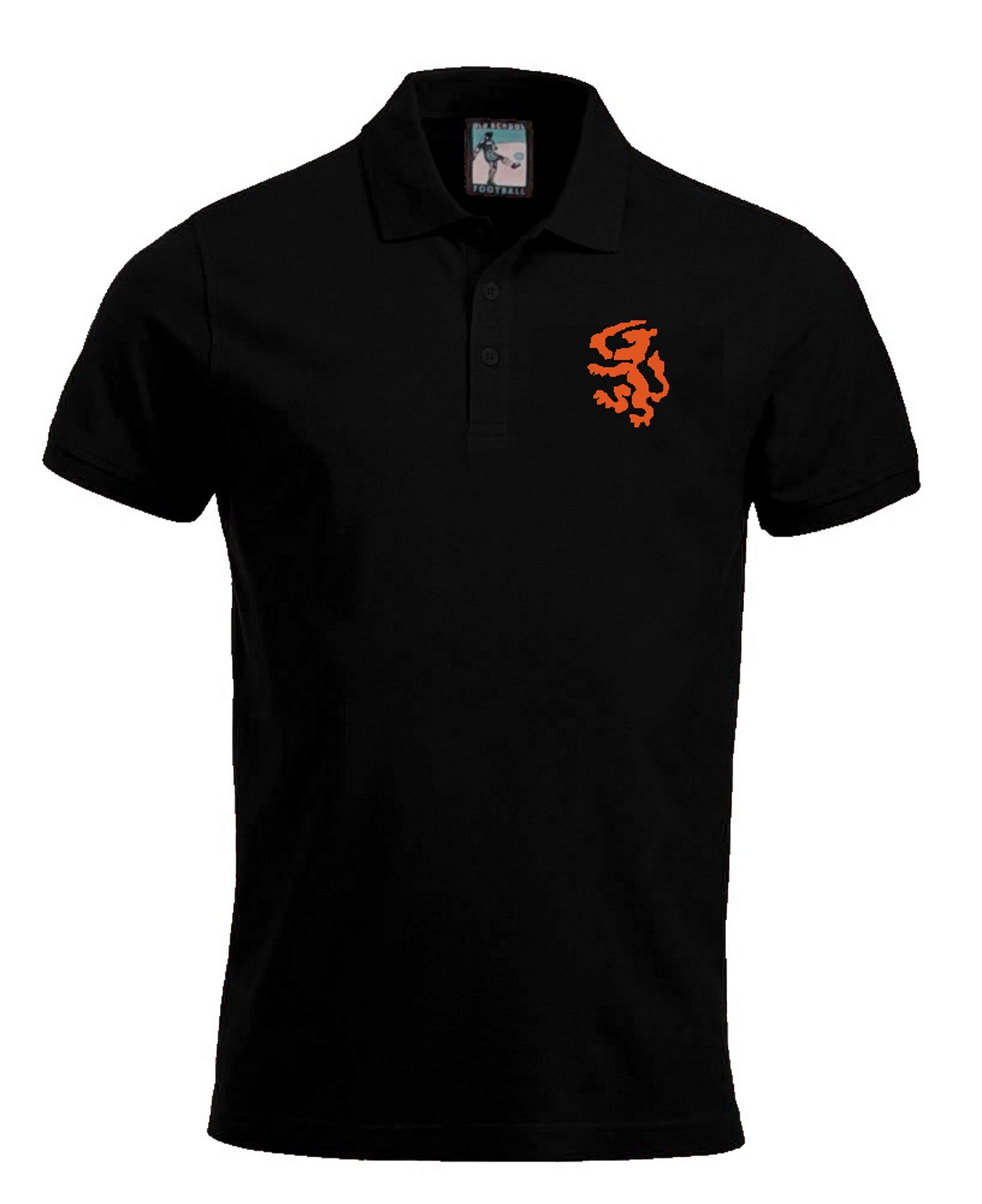 Holland Netherlands 1974 Retro Football Polo Embroidered Logo Black