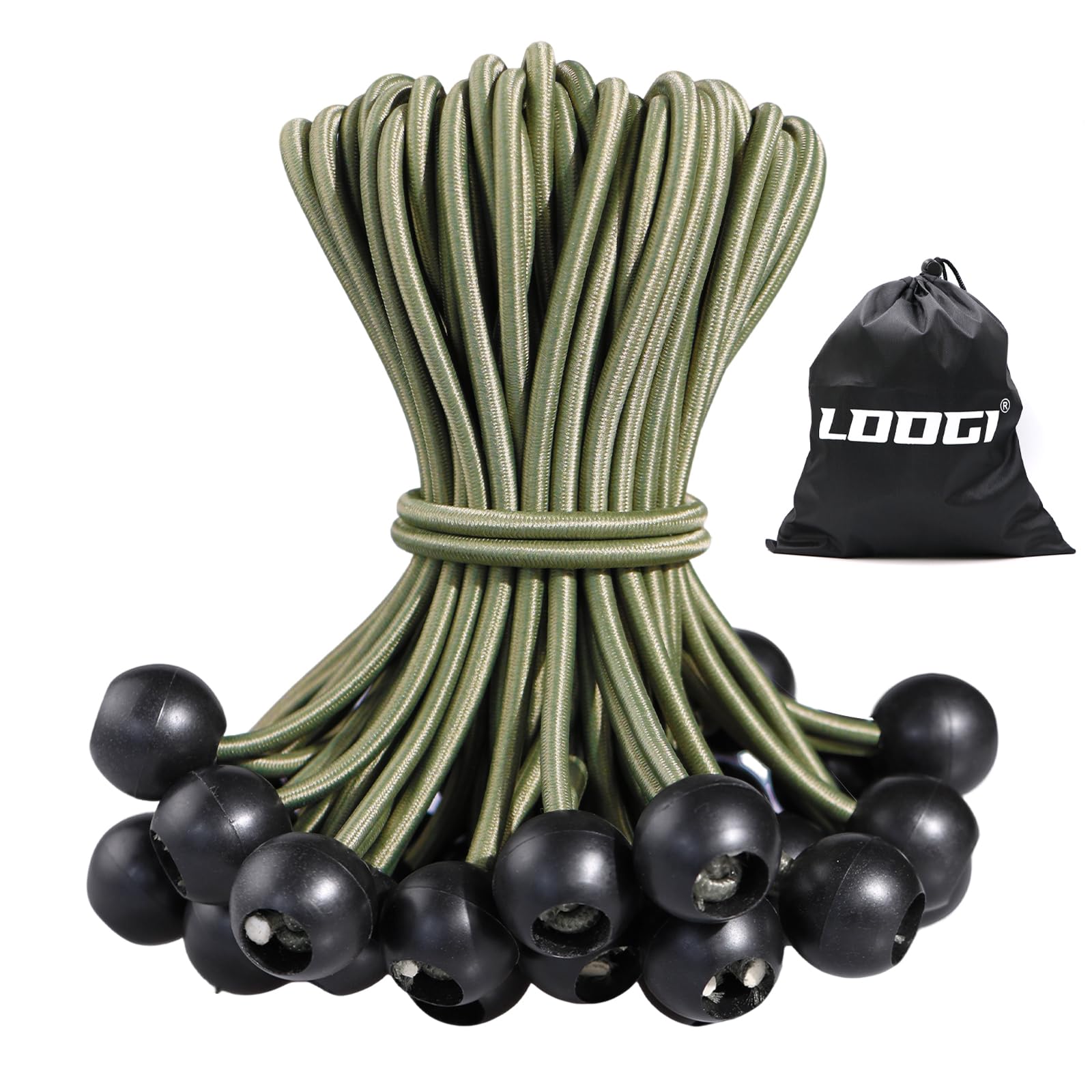 LOOGI Spanngummis mit Kugel 25 Stück, Planenspanner mit Kugel 10cm, Gummispanner Zeltgummis Expanderschlingen Gummischlaufen für Planen Zelt Banner