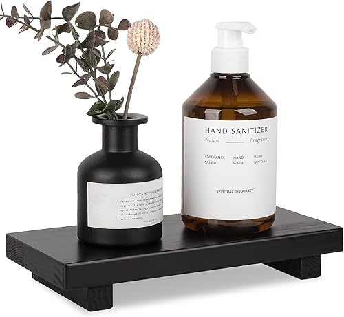 Miniatura 18 de Organizador de encimera de baño, soporte de pedestal de madera, bandeja decorativa de granja, soporte para jabón para decoración de cocina, pequeño