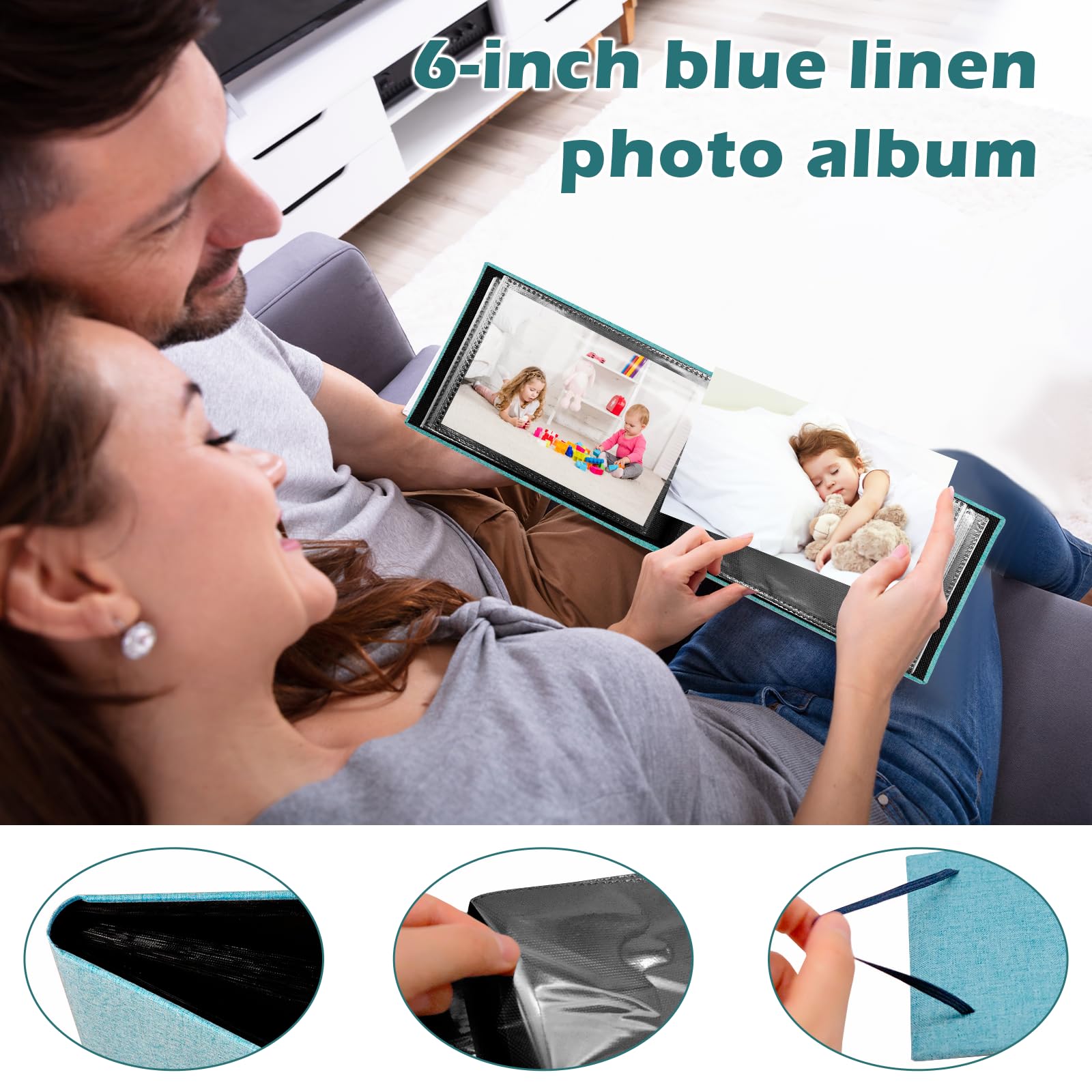 Małe albumy fotograficzne, wsuwane, 200 zdjęć, 15 x 10 cm, dwustronne rękawy na zdjęcia, mini wspomnienia, lniana okładka, pocztówka, fotografia, album, książki, krajobraz, do podróży, na