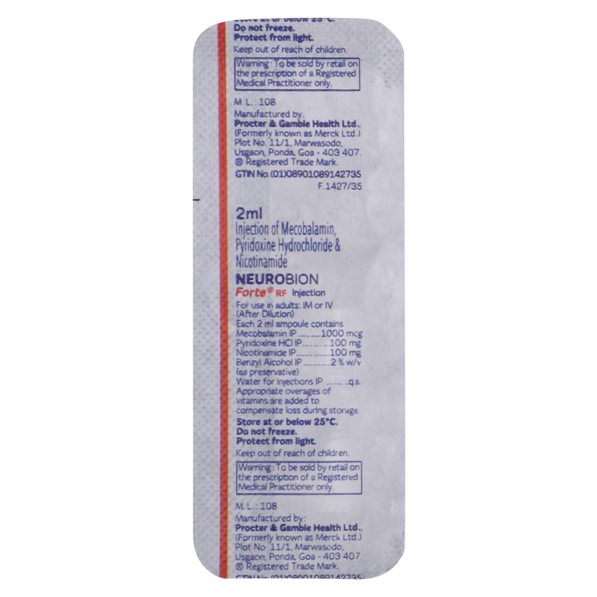 Neurobion Forte RF Ampoule of 2 ml Injection Buy Online in UAE at