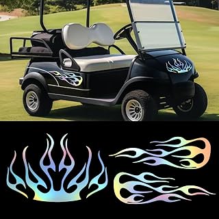 TOMALL 3-Pc Flame Stripe Vinyl Decal Kit for Golf Carts Cars Vehicles Racing Sports Fire Graphics Universal Waterproof Stickers for Truck Motorcycles DIY Exterior Decor Accessories (XL-Gradient)