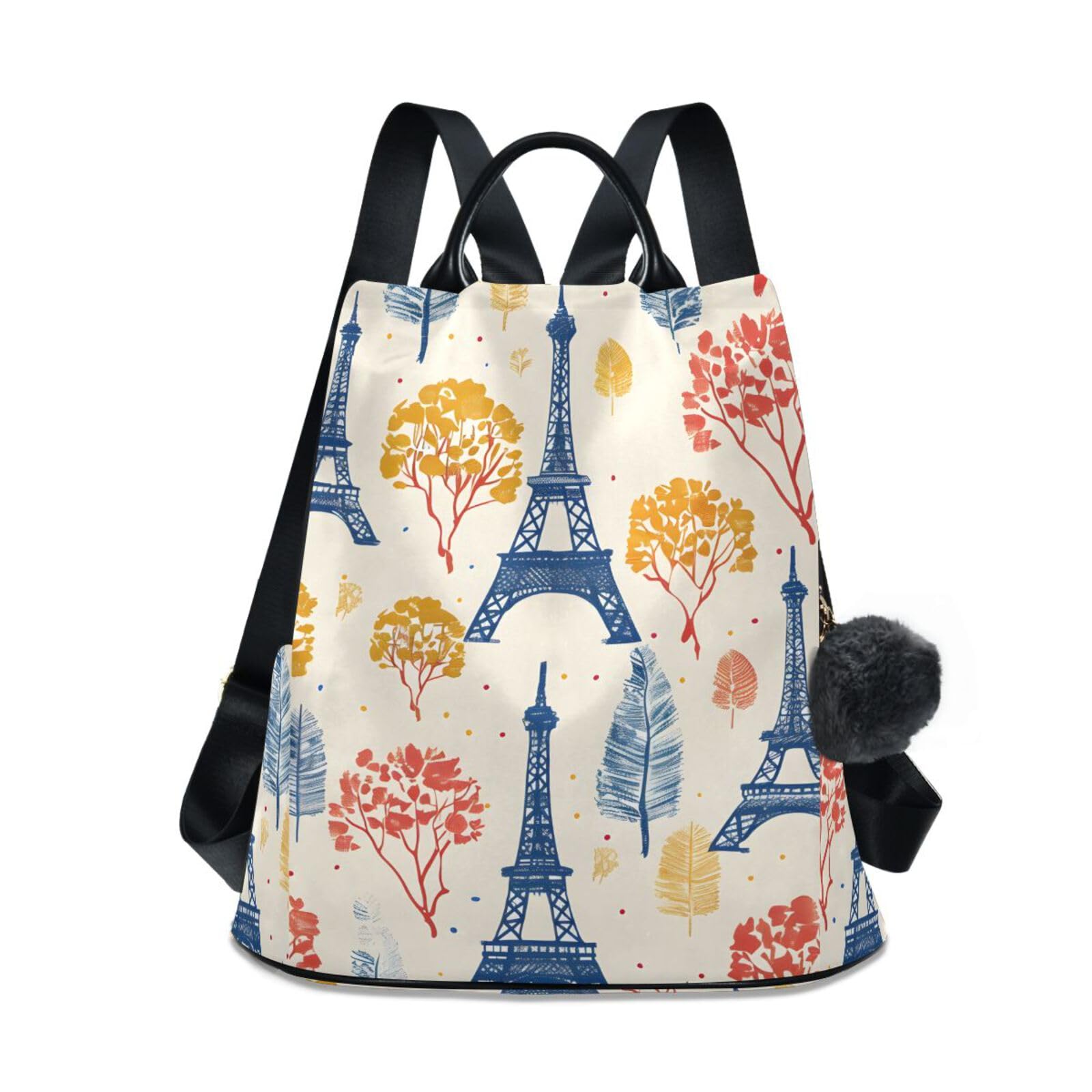 Paris Towers Trees Backpack for Women Anti Theft Large Fashion Travel Shoulder Bag Purse Rucksack Lightweight