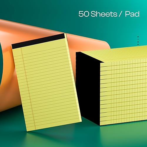 Miniatura 6 de Bloc legal amarillo de 5 x 8 pulgadas, paquete de 16 bloc de notas de papel grueso de 2.82 ozm, 25 líneas, bloc de notas perforado de doble cara,