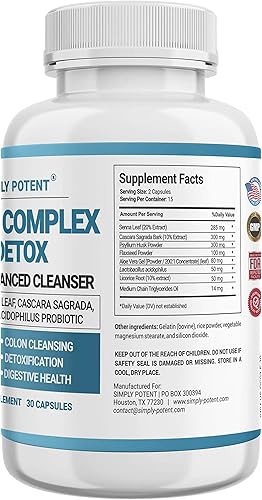 Miniatura 7 de Simply Potent Natural Colon Cleanse - Suplemento limpiador de colon suave para la salud digestiva - Apoya la desintoxicación y regularidad - 60