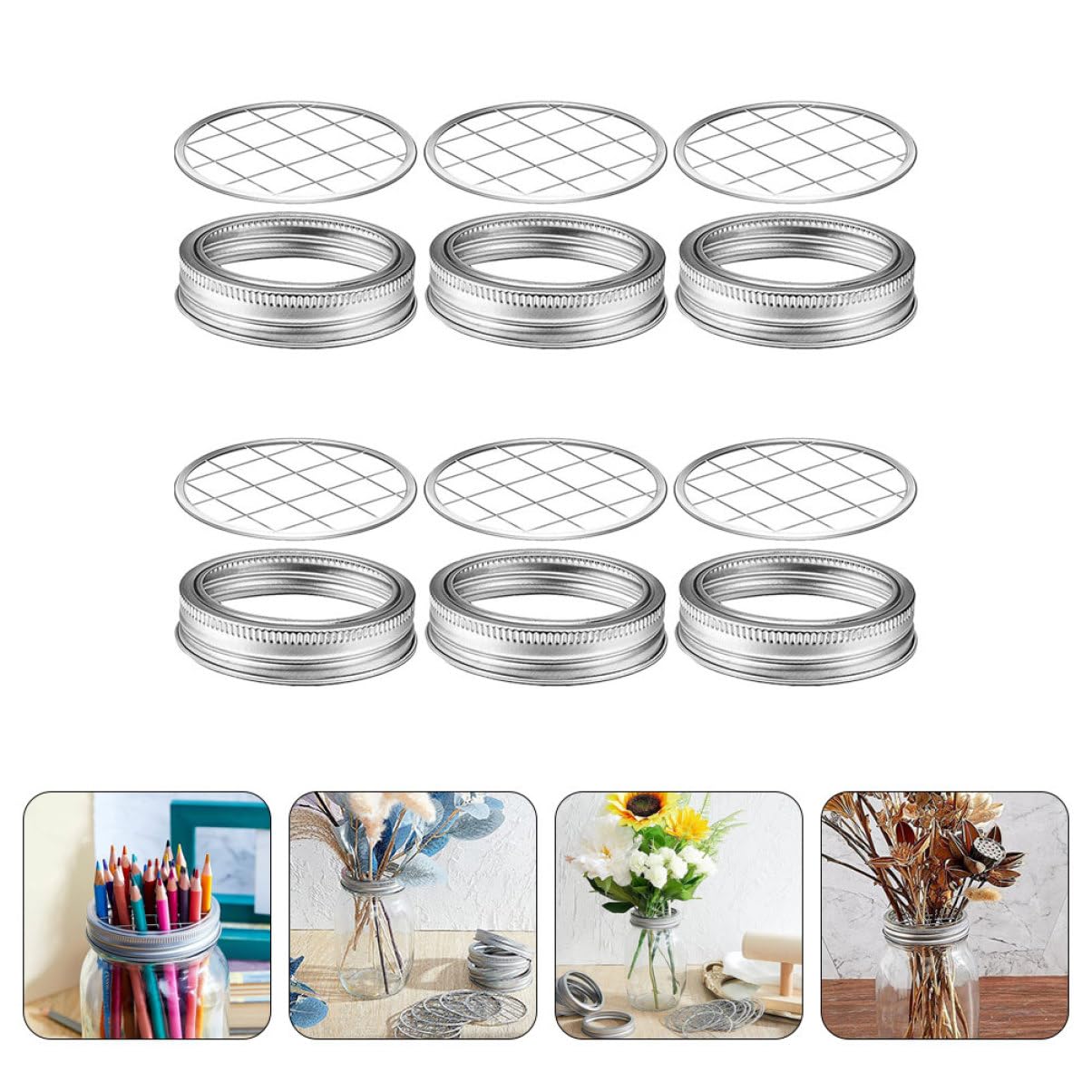 ABOOFAN Lot De 6 Couvercles De Bocaux Pour Compositions Couvercles Grillagés Pour Décoration Intérieure