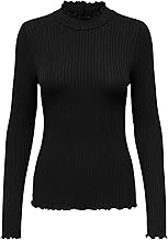 JdY JDYFRANSISKA Women's Thin Long Sleeve Shirt Basic Crew Neck Stand-Up Collar Long Sleeve Stretch Top