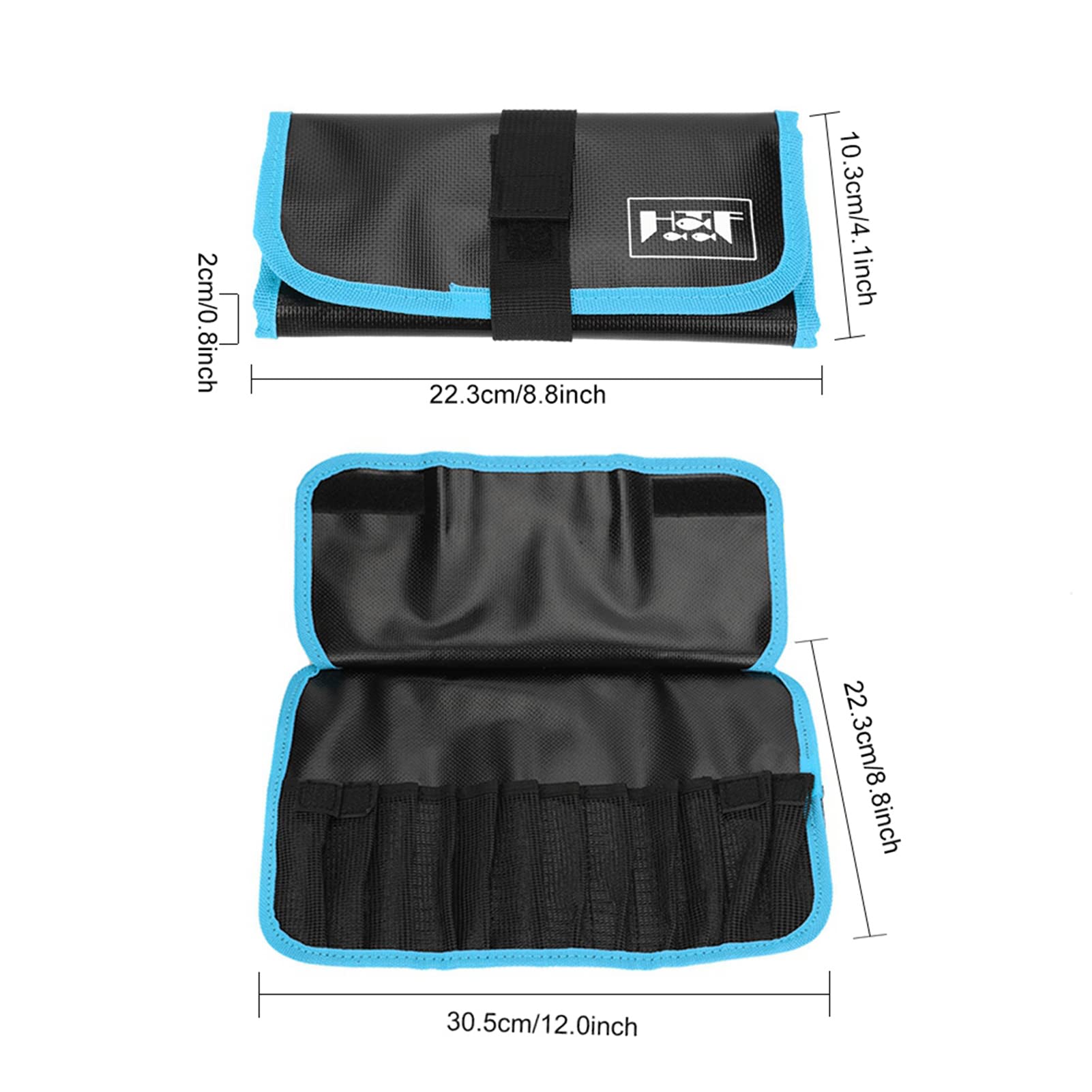Alomejor Borsa Pesca Impermeabile Portatile per Esche Jigs Cucchiai Lure Custodia Organizzata Accessori da Pesca All'Aperto Blu Sportiva