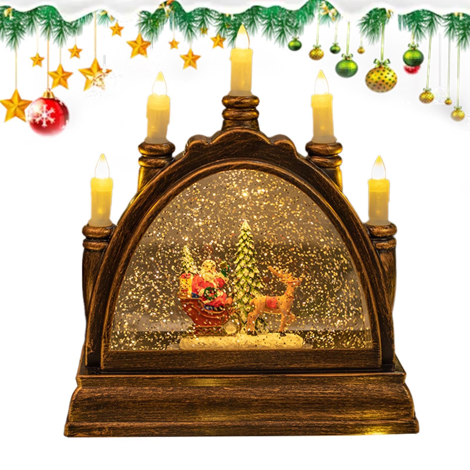 Palla di neve natalizia, lanterna ad acqua illuminata, neve scintillante | Mappamondo | Scena musicale con neve | Decorazione a sfera | Lanterne d'acqua scintillanti Musica natalizia per soggiorno