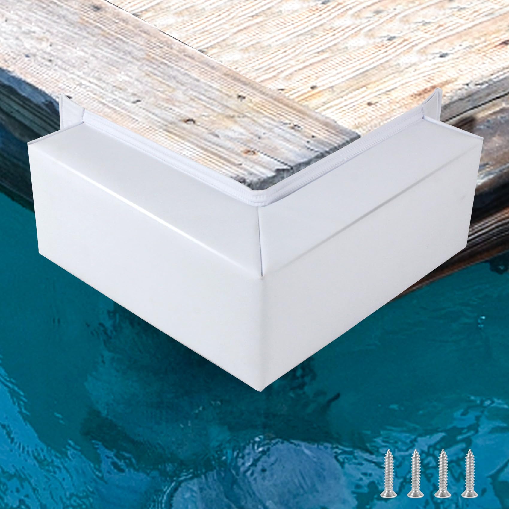 ORLANG Dock Corner Bumpers,PVC Boat Dock Fenders with Stainless Steel Screws,Boat Dock Guards,Docking Edging Guard for Docking Edges, Corner Dock or Piers Edge(White)