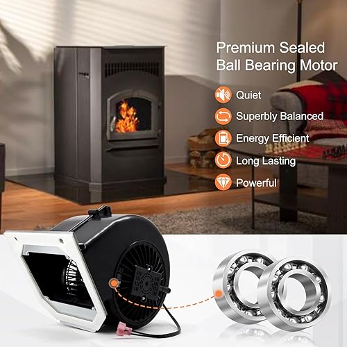 Miniatura 4 de Criditpid KS-5020-1052 Reemplazo del ventilador de convección para PelPro PP130, PP130-B, PP150, PP300, PP70, PPC90 Estufa de pellets de hierro