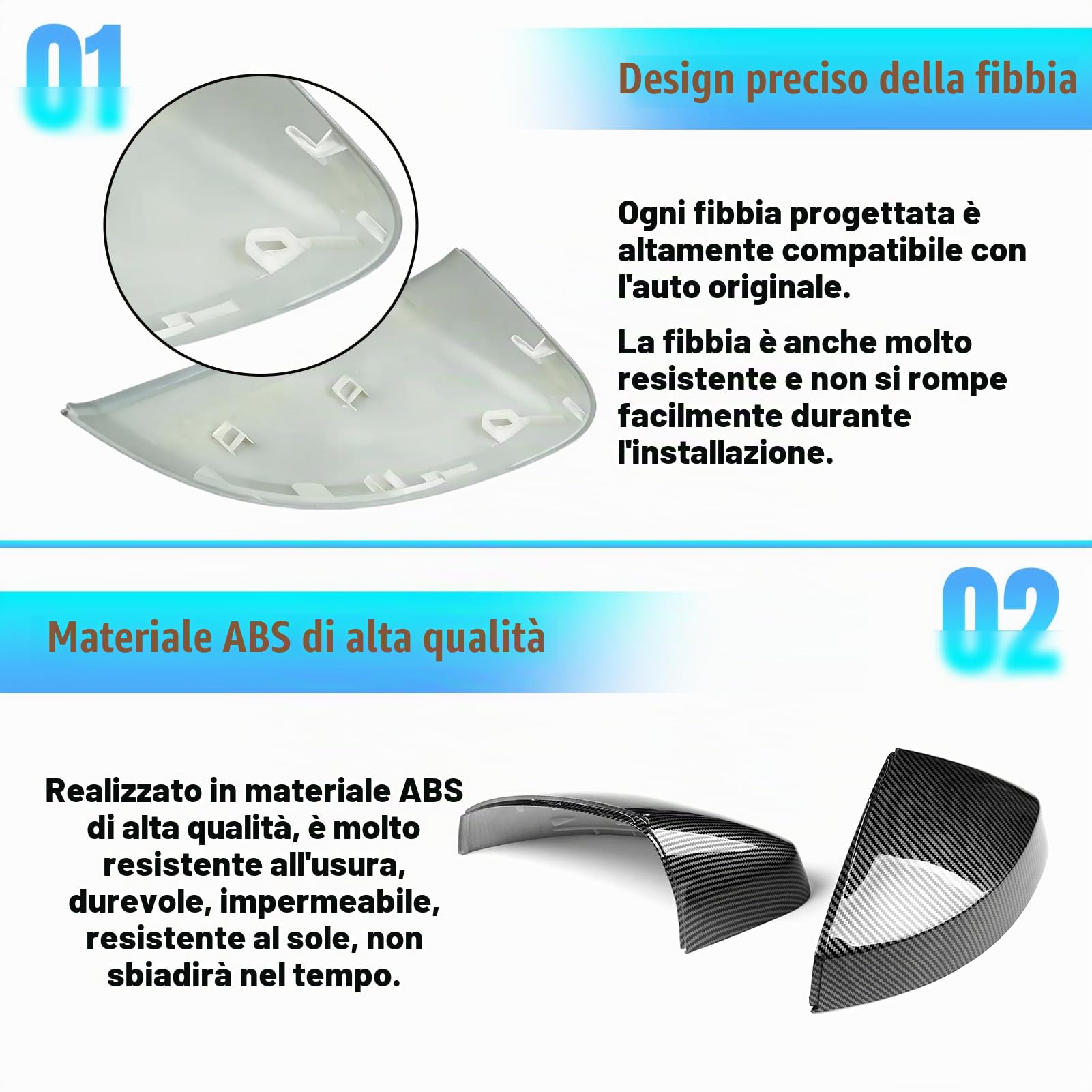 TTCR-II 2PCS Compatibile con Copri Specchietti Audi A3/8V/S3/RS3 2013-2019 | Sinistra+Destra Copertura Specchietti Retrovisore A3/8V/S3/RS3 2013 2014 2015 2016 2017 2018 2019 Tappi Specchietti-Carbonio