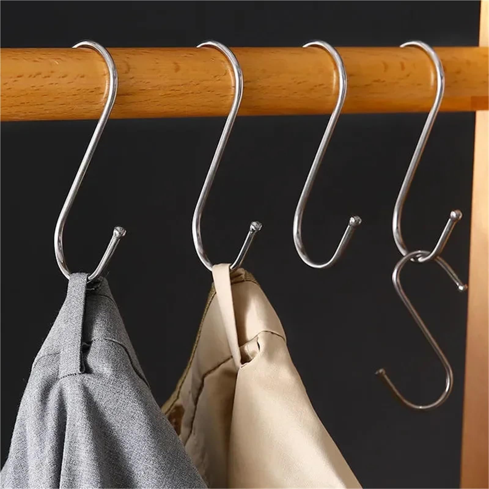 100 ganchos en forma de S acero inoxidable con punta afilada for colgar utensilios carne, ropa y carnicería, cocina repostería para Procesamiento de Carne(L)
