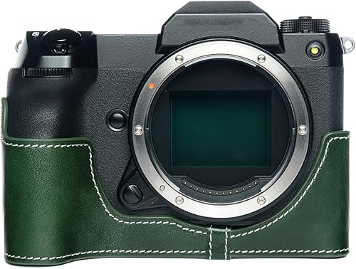 Miniatura 5 de Hecho a mano de cuero auténtico medio cámara caso bolsa cubierta para FUJIFILM GFX 100S color verde