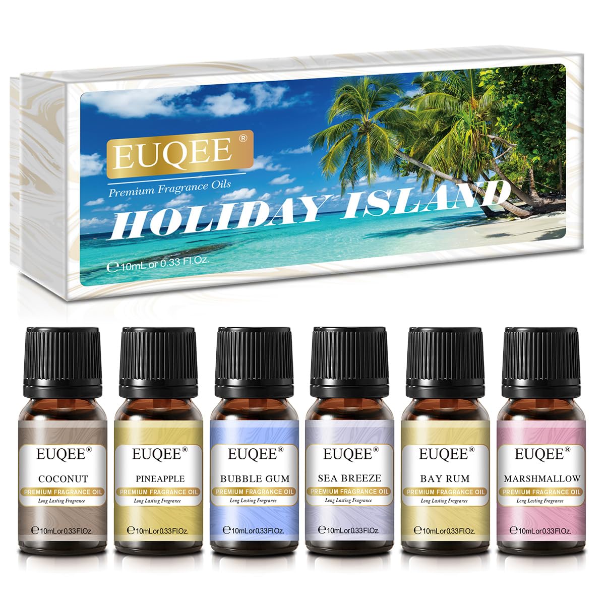 EUQEE Summer Holiday Island Fragrance Oil Gift Set of 6 for Humidifier