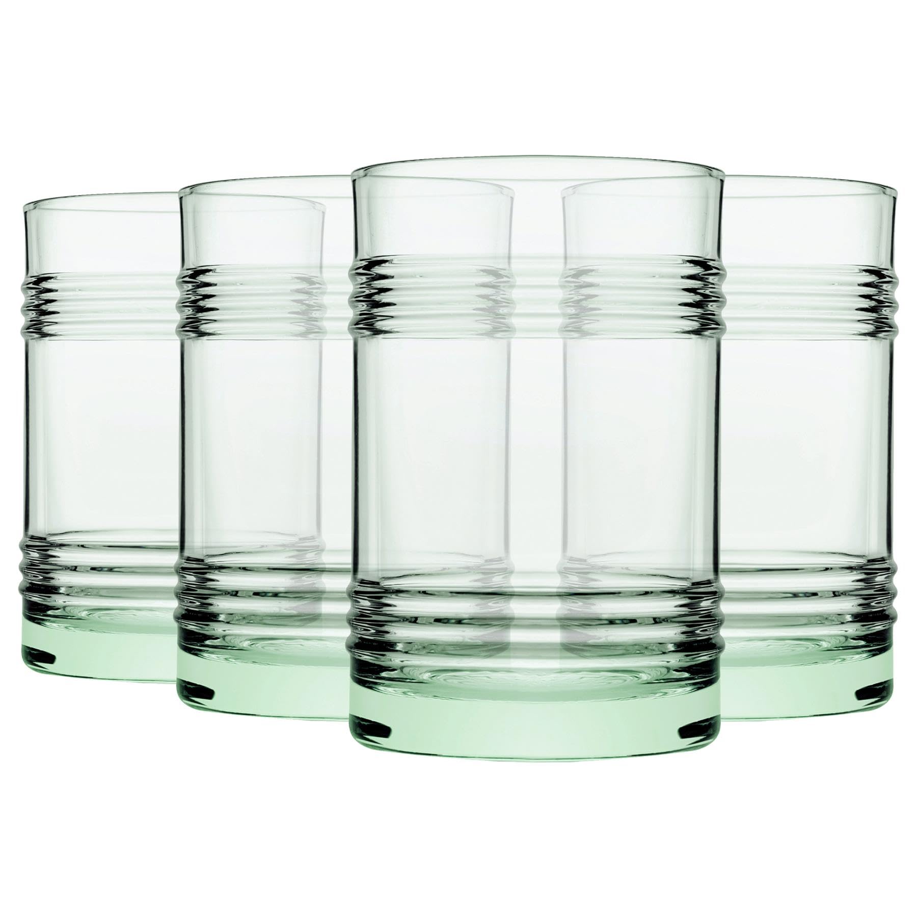 Pasabahce Aware Tincan Recycled Highball Glasses - 490ml - Green - Pack of 4 - Water Glasses Dishwasher Safe Drinking Glass Cups for Drinking Water, Juice