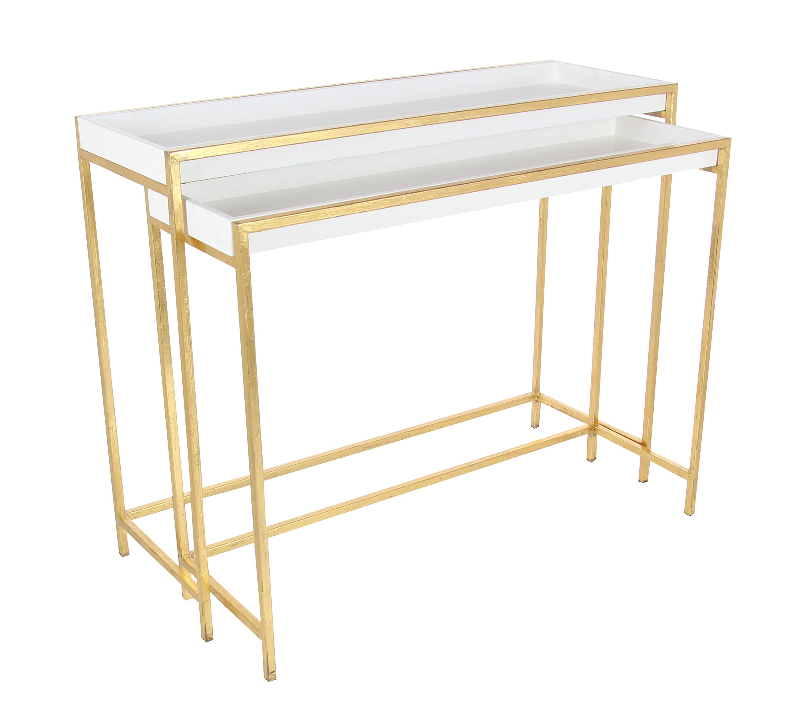 Deco 79 Wood Geometric Nesting Console Table with Gold Metal Legs, Set