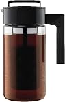 Takeya Patented Deluxe Cold Brew Coffee Maker with Grey Lid Pitcher, 0.9 Liter / 1 Quart, Stone