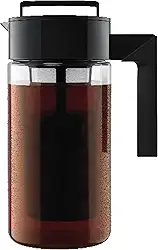 Cafeteira a frio Deluxe Coffee patenteada Takeya, com tampa em preto, 946 ml