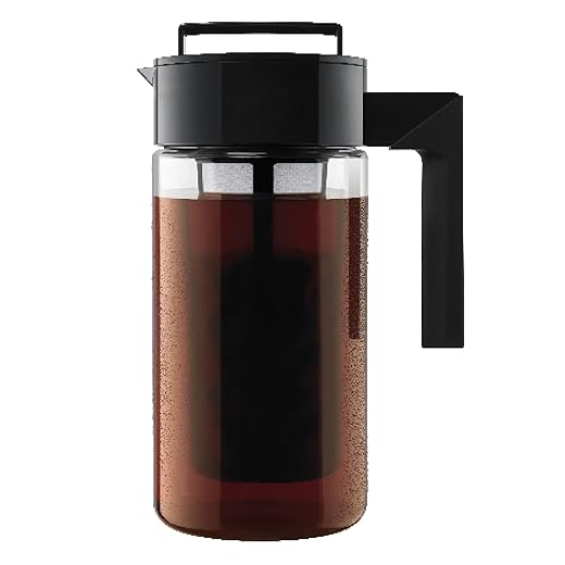 Takeya Cold Brew Coffee Maker with Black Lid Pitcher, 1 qt