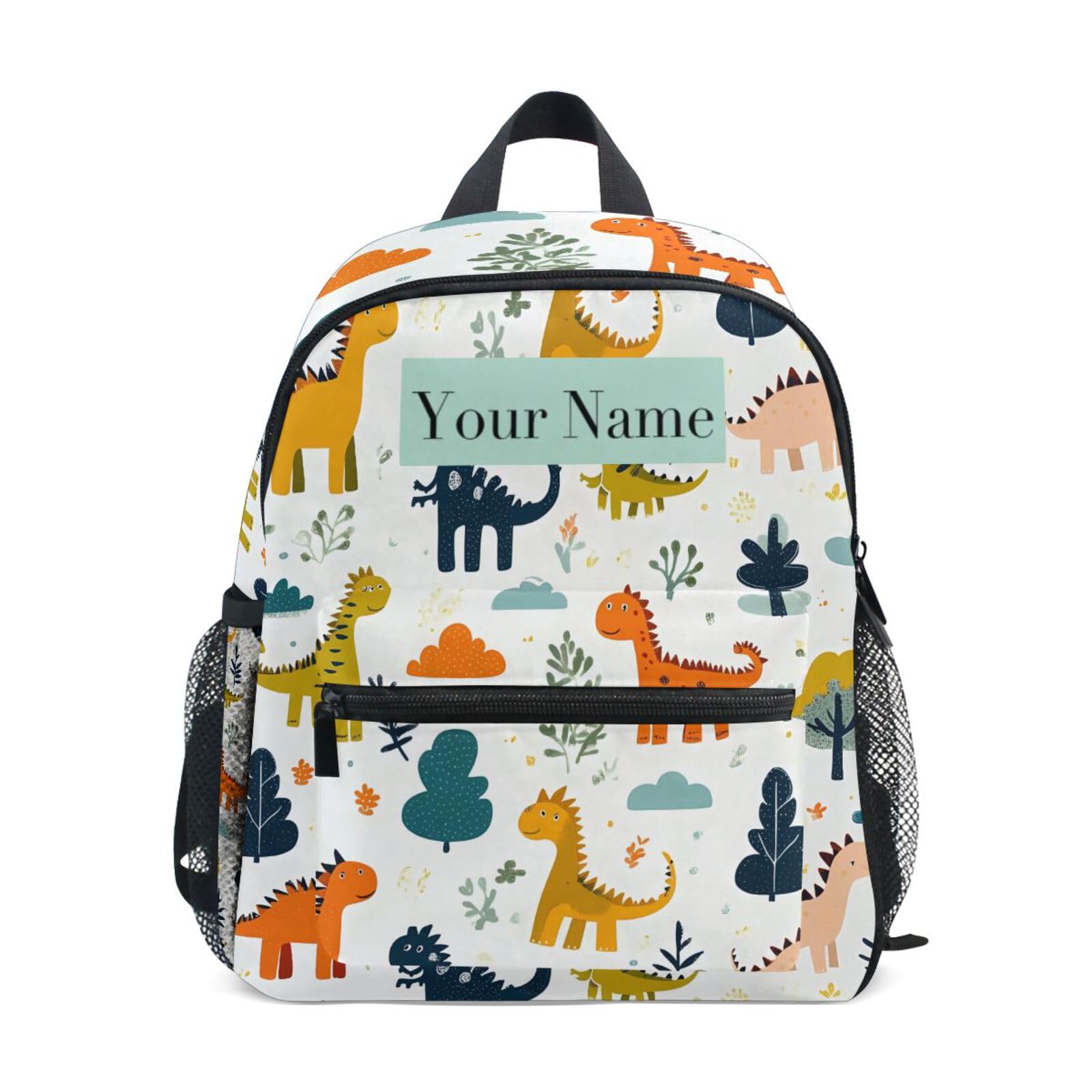 Custom Dinosaur Animal Tree Kids Backpack for Girls Boys, Colorful Dino Toddler Casual Daypack Backpacks, Personalized with Kid's Name Preschool