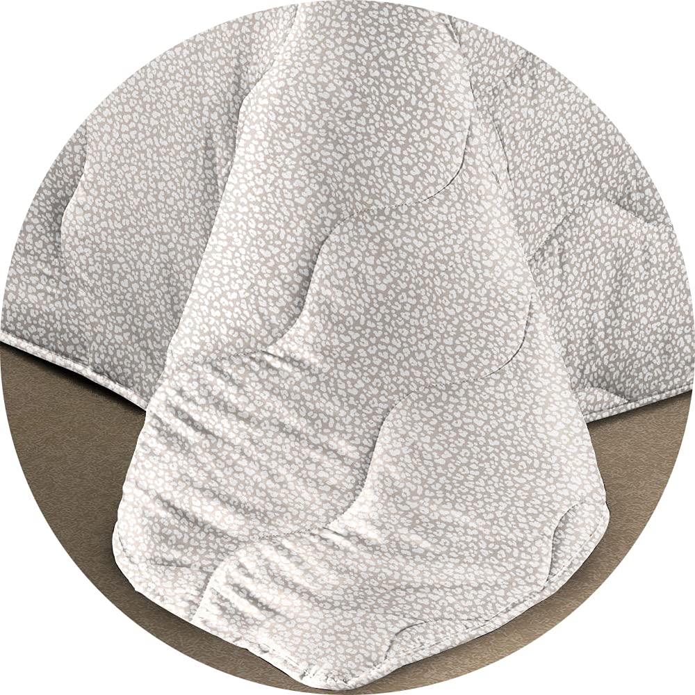 Tata Home Trapunta Invernale Matrimoniale Imbottita 300 gr/mq Piumone Caldo Letto Due Piazze 260x260 cm Fantasia Elegante Maculata Made in Italy MOD. Borbon Colore Beige Panna