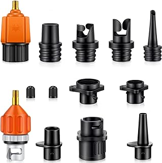 Treela Inflatable Sup Pump Adaptor Air Pump Adapter for Inflatables Car Air Compressor Sup Valve Adapter with 9 Air Valve Nozzles for Paddle Board Inflatable Boat Air Dinghy Kayak