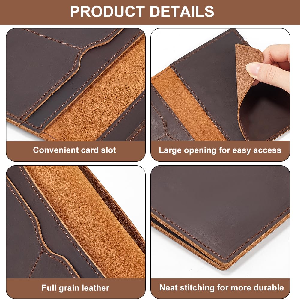 GORGECRAFT Portapassaporto in Vera Pelle da 142 * 105mm Portafoglio in Pelle di Cavallo Pazzo Portapassaporto Fatto A Mano Custodia Rettangolare per Bagagli da Viaggio Organizer Marrone Noce di Cocco