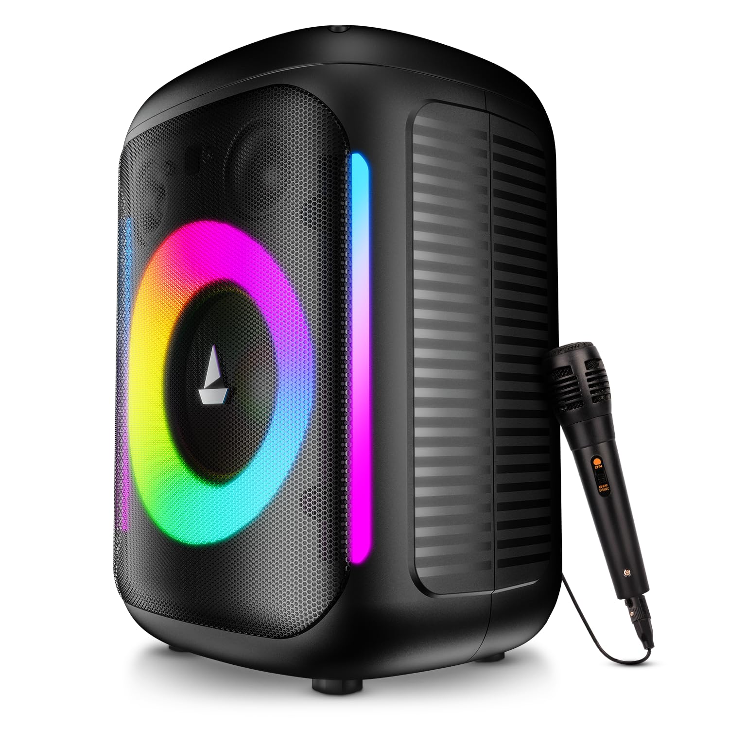 boAt 2025 Launch PartyPal 30, 25W Signature Sound, RGB LEDs, Wired Mic for Karaoke, Up to 6H Battery, TWS Mode, Multi Connect, Bluetooth Speaker, Wireless Speaker, Portable Speaker (Premium Black)