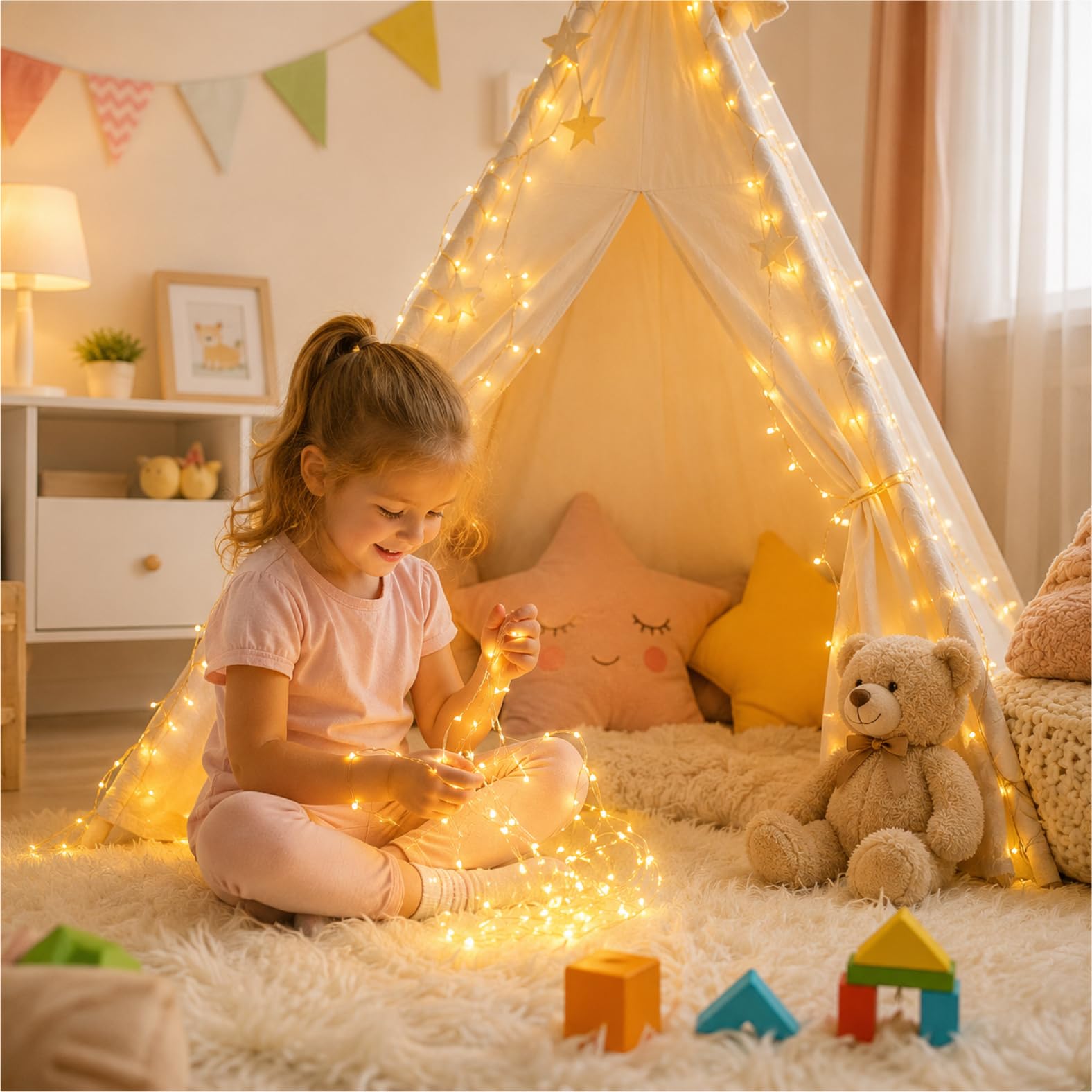 HXWEIYE Paquete de 6 luces de hadas que funcionan con pilas, color blanco cálido