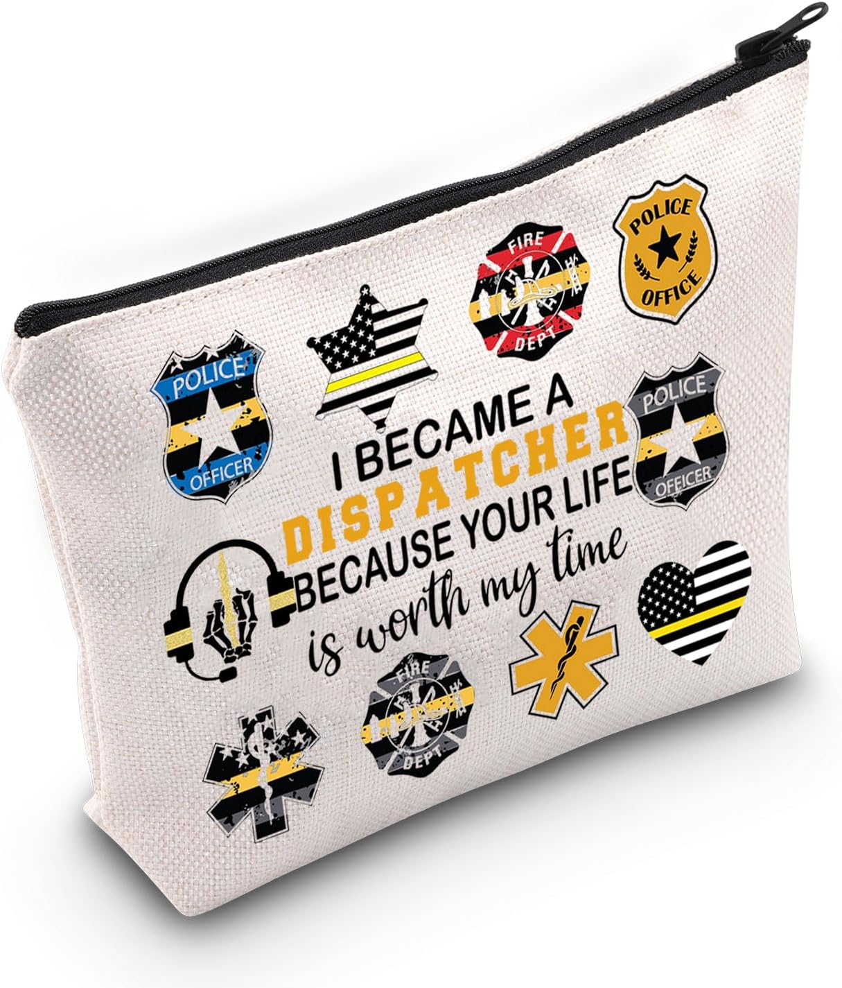 WZMPA Dispatcher Cosmetic Makeup Bag 911 Dispatcher Appreciation Gifts I Became A Dispatcher Survival Kit Dispatcher Merchandise (I Became Dispatcher), I Became Dispatcher, Fit