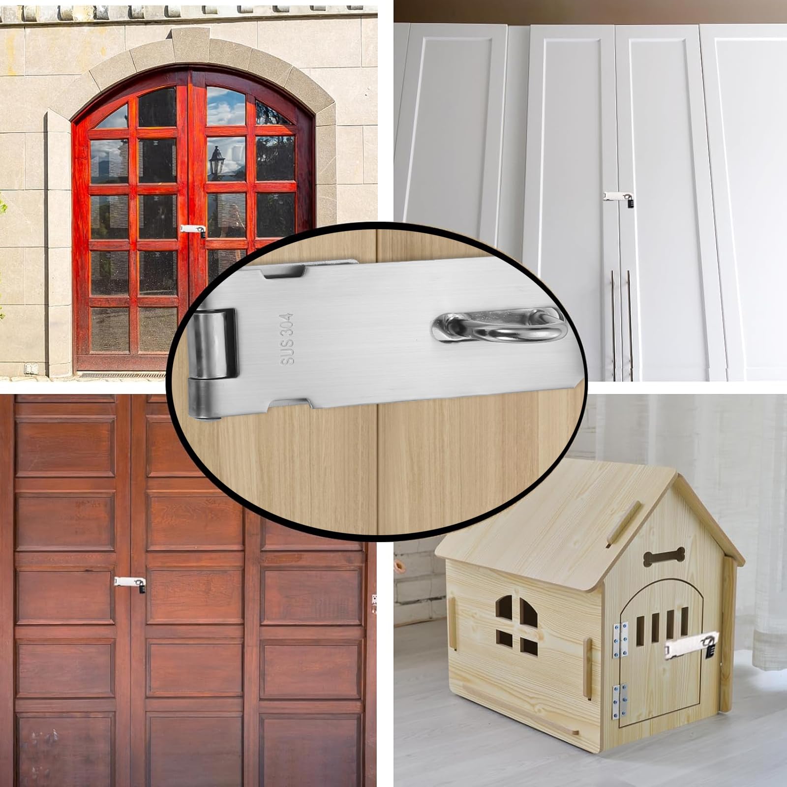 QOOSIKICC Lucchetto Hasp in ferro, Lucchetto Chiavistello con Chiusura a Viti, Chiusura Hasps con Chiave per Porta Giardino, Camera da Letto, Armadio, Cassetto (Argento