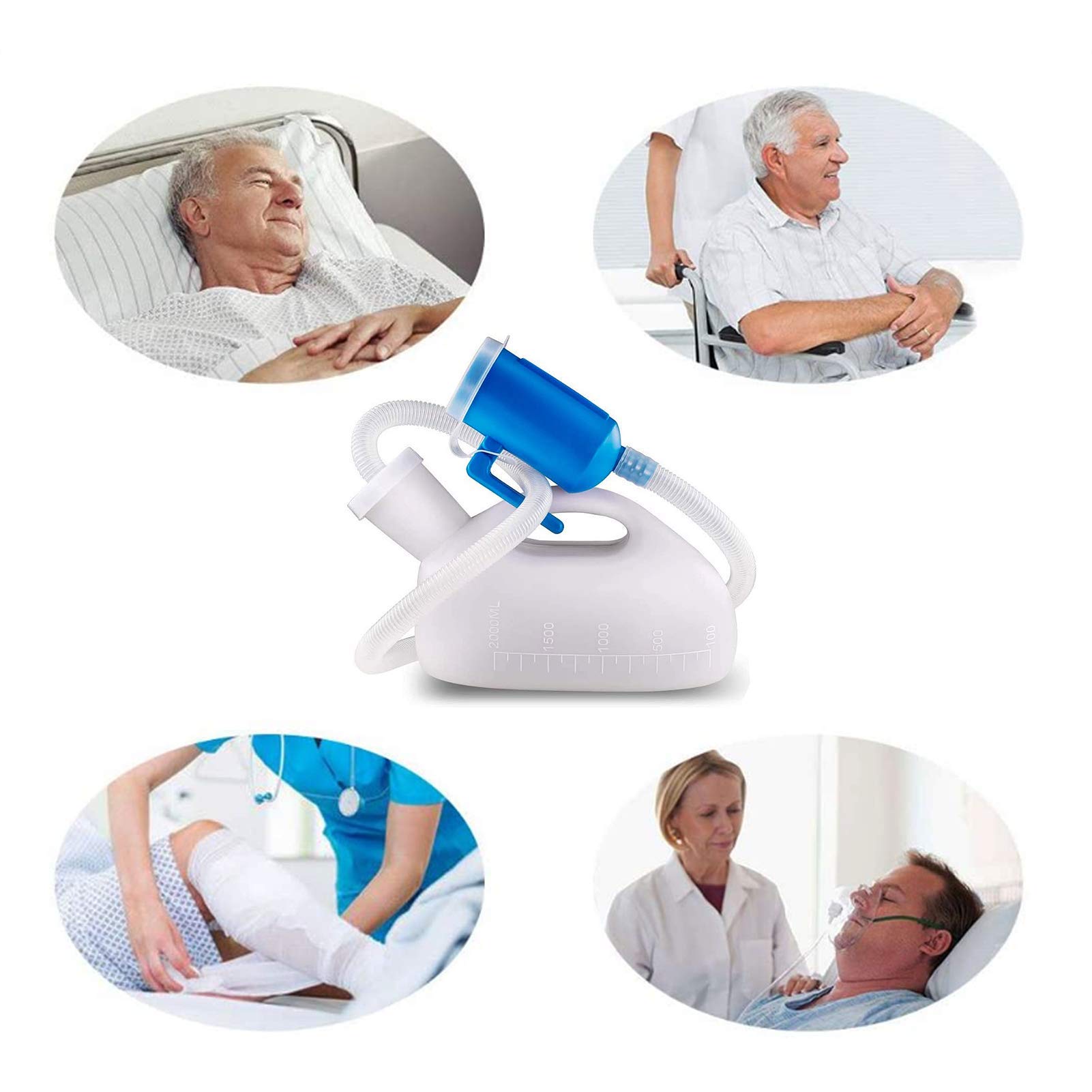Botellas de orina portátiles masculinas for hombres -2000ML Soporte de almacenamiento de orina portátil Colector de urinario con tapa for viajes en automóvil Camping Conveniente y práctico urina
