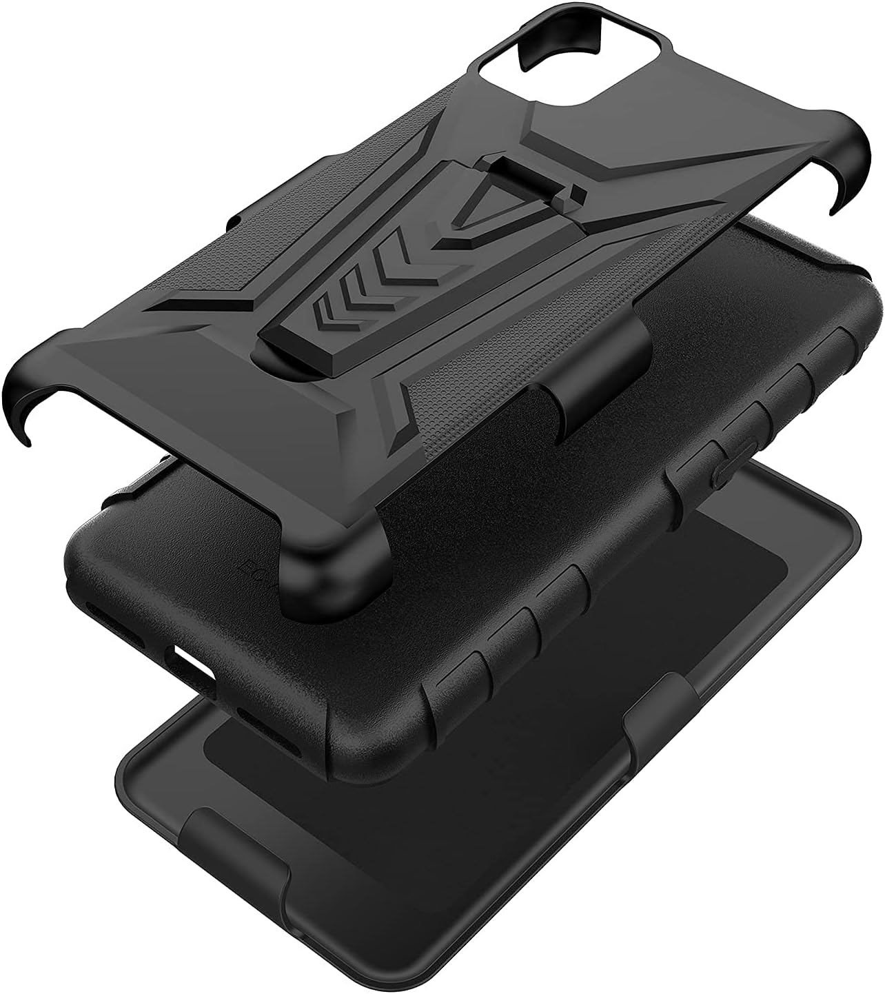 Galaxy Wireless Case for Lively Jitterbug Smart4 / Lively Smart 4 /TCL 40XL / TCL 40T Phone Case with Tempered Glass Screen Protector Hybrid Cover with Kickstand Belt Clip Holster - Black
