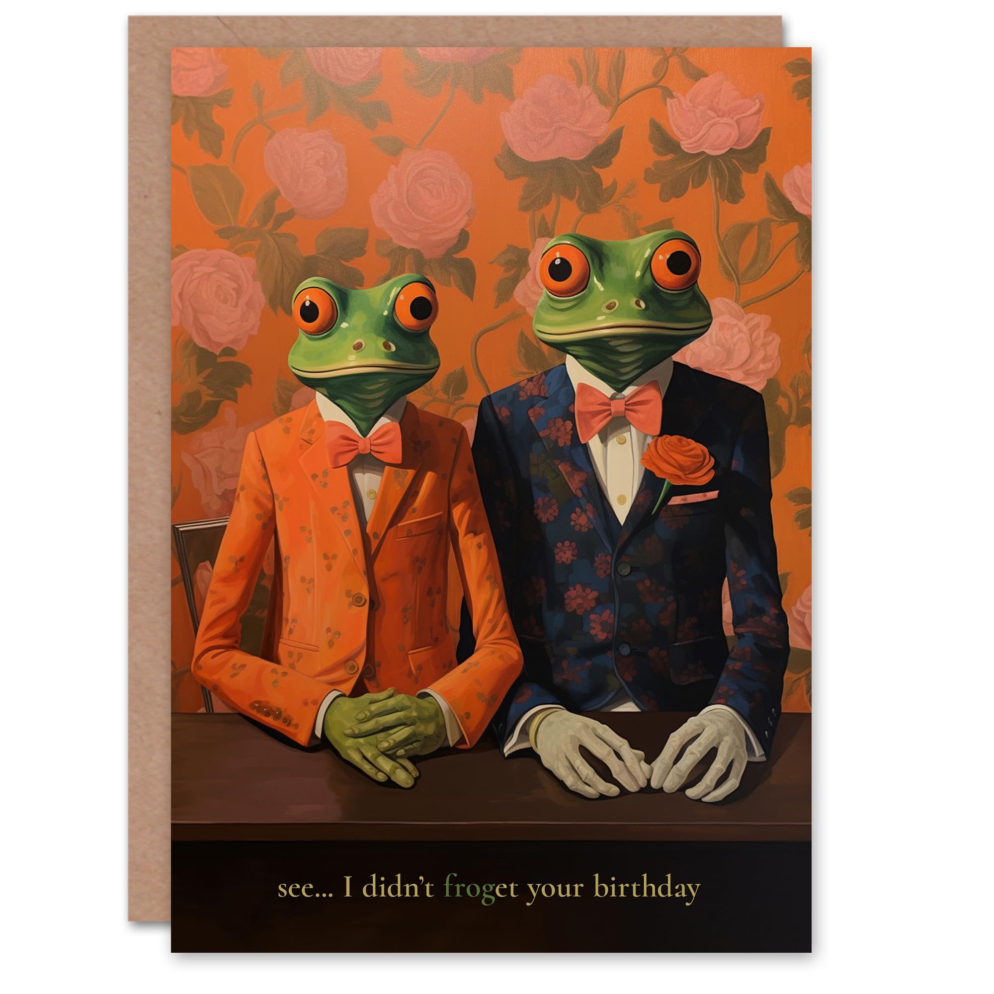 Artery8 Birthday Greeting Card Didn't Froget Frogs Bow Tie Weird Funny For Him Her
