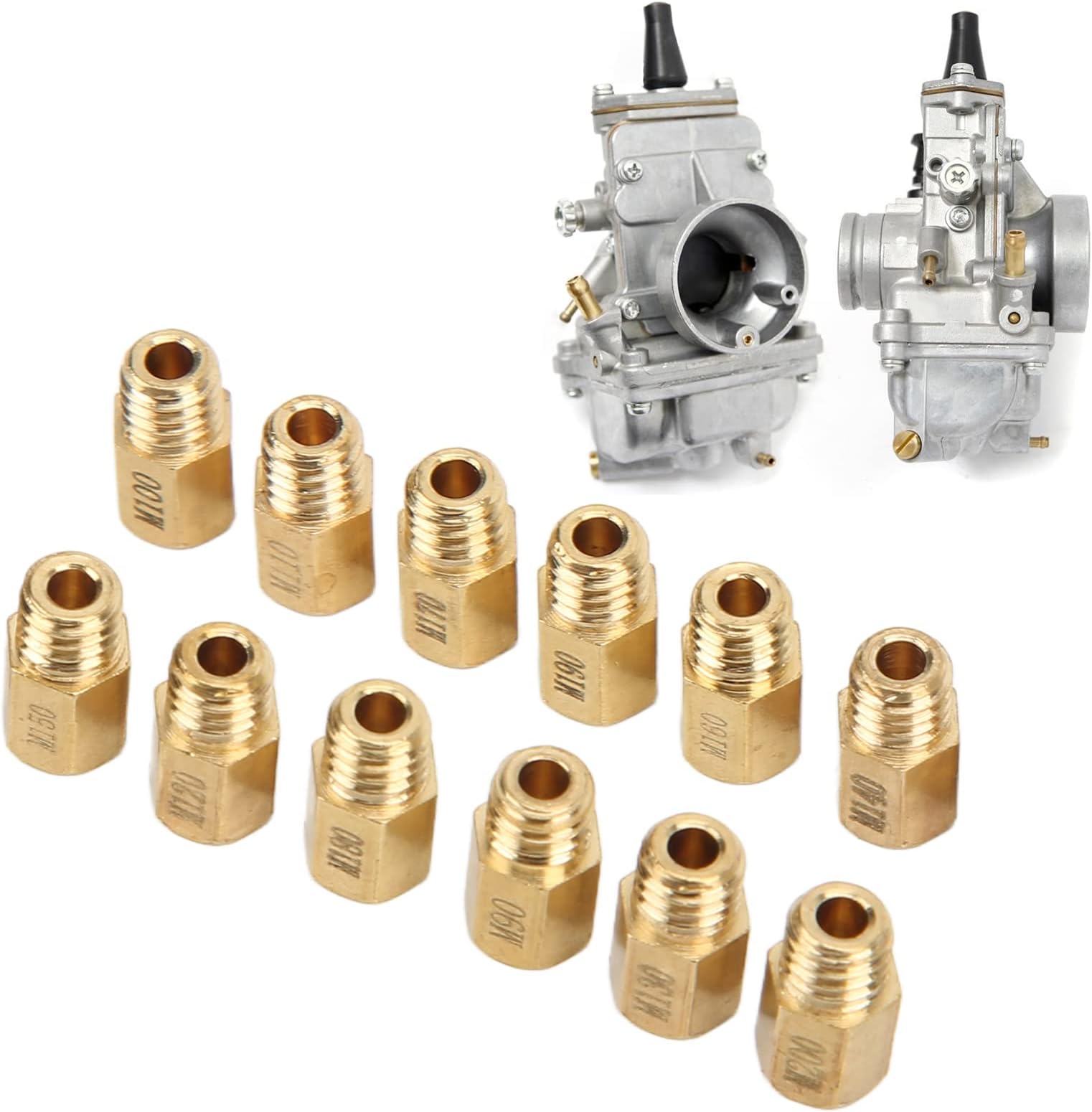 12pcs Carburetor Main Jet Kit 90-200 for Mikuni VM TM TMX with High Hardness Metal, Fits TM24-8001, TM32-1, TM38-101