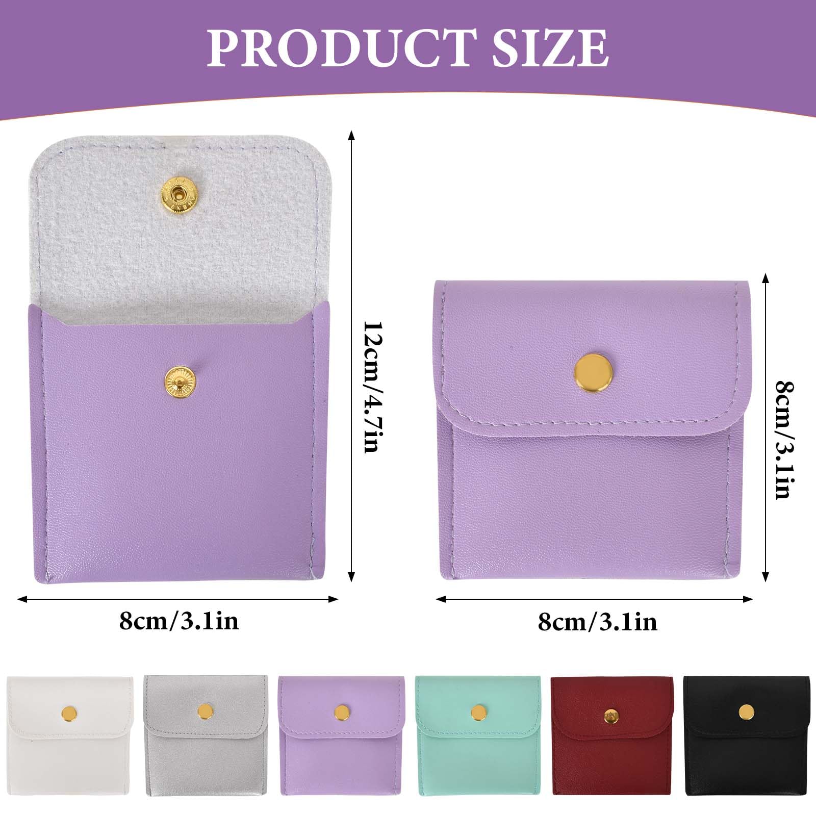 8 Pièces Sacs En Velours 7x7cm LAJUP - Pochettes à Bijoux Avec Bouton Pression - Rouge Foncé