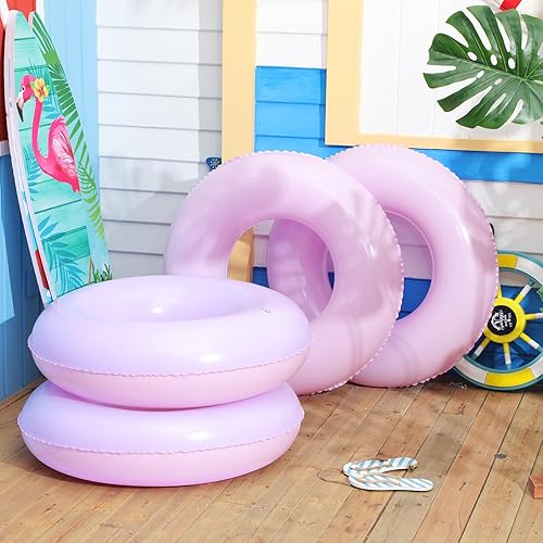 Miniatura 2 de ShinyRelief 4 flotadores inflables pastel para piscina, tubo interior de macarrón para niños y adultos, anillos de natación, flotadores de balsa,