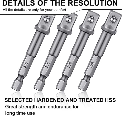 Miniatura 3 de Adaptador de impacto cuadrado para taladros, extensión de brocas de destornillador, adaptador de enchufe de impacto hexagonal para bricolaje