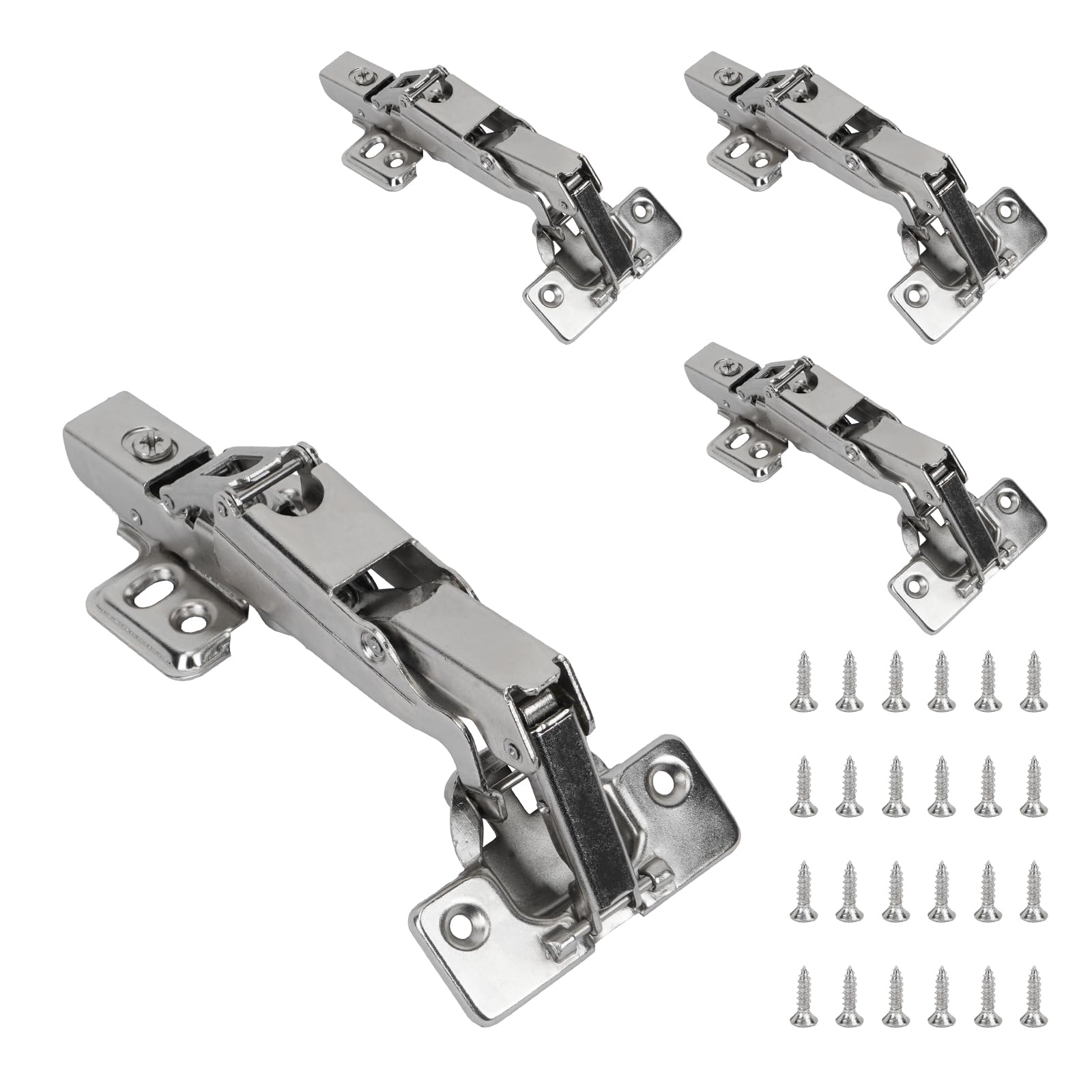 Luabue 4PCS 165 Degree Soft Close Kitchen Cabinet Hinges Full Overlay Wardrobe Door Hinges Cupboard Doors Hinge Folding Mute Cabinet Hinge with Fixing Screws