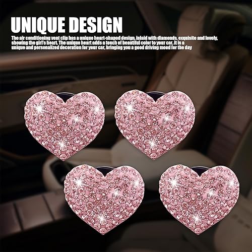 Miniatura 5 de 4 clips brillantes para salida de aire acondicionado de automóvil, 1.07 x 1.07 pulgadas, clip de decoración de salida de aire con diamantes de