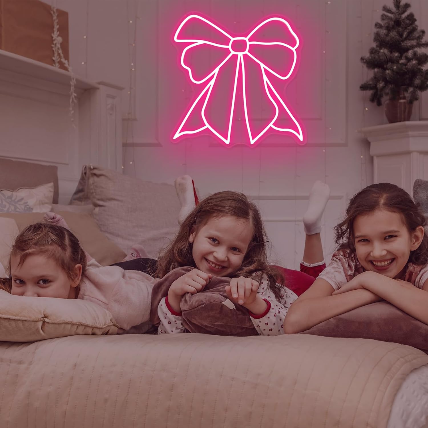 Bow Neon Sign – Aesthetic Ribbon Wall Art for Pink Room, Nursery, & Beauty Salon | Bow Decor LED Neon Light Sign, Girly Bedroom Decor, 14.2" x 14" - Image 7