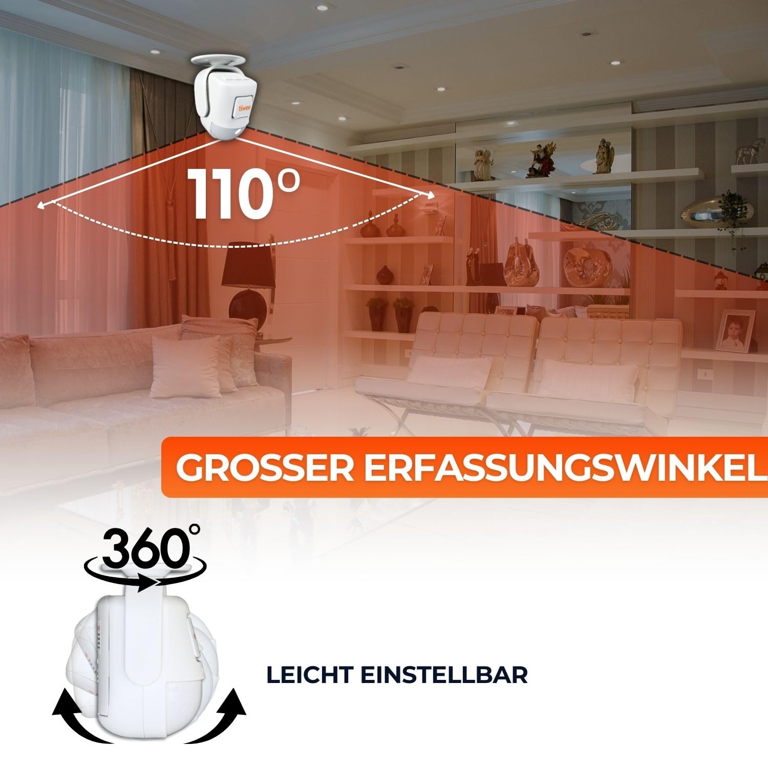 tiiwee X4 PIR Bewegungsmelder Alarm mit Fernbedienung | 120 dB, Erweiterbar, Alarmanlage Innen, Einbruchschutz, 2 Jahre Garantie