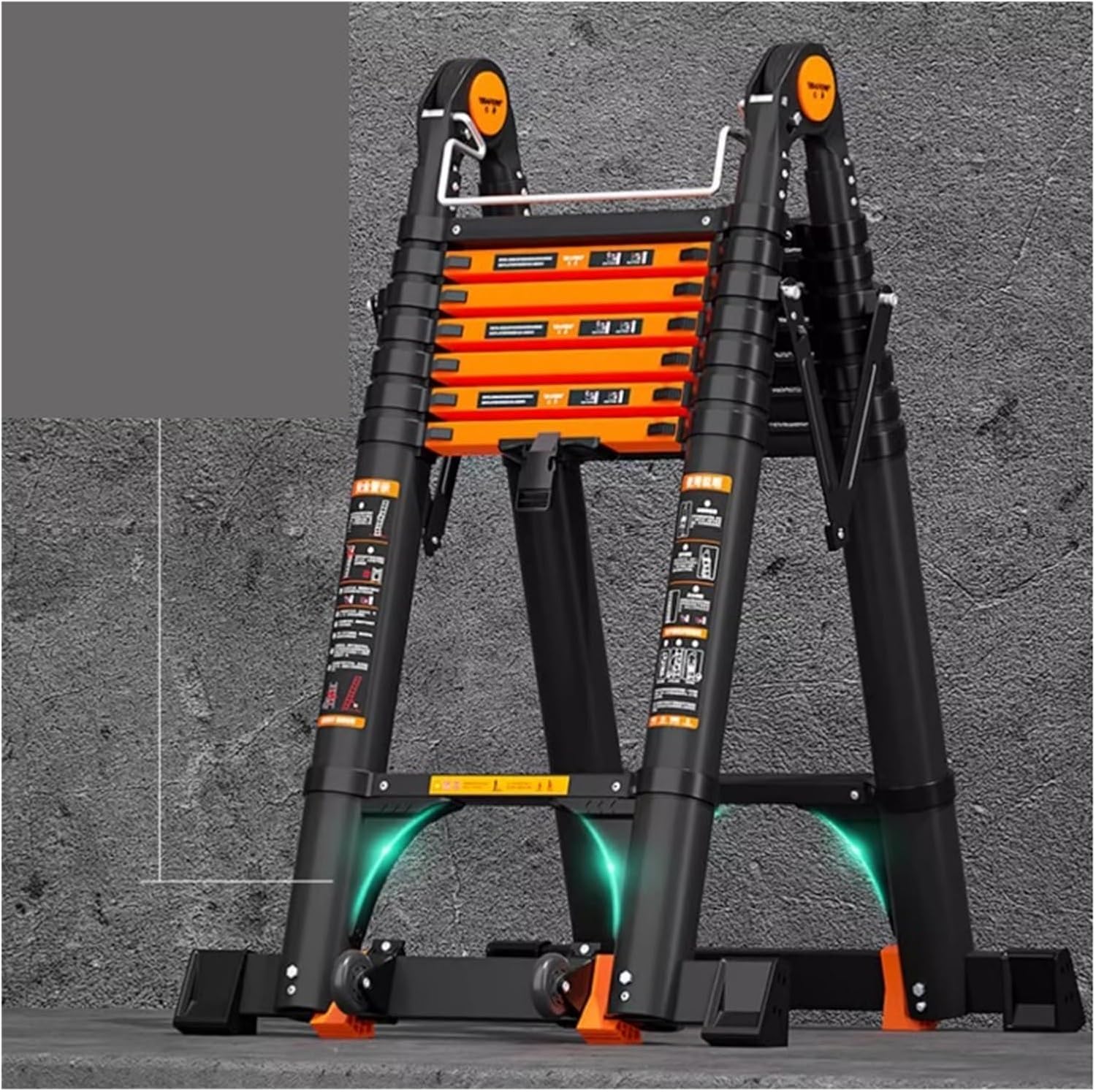 Portable Attic Telescopic Ladder Compact Aluminum Extension Ladder for Home Roof Outdoor Camper Motorhome(2.1+2.1=4.2m)