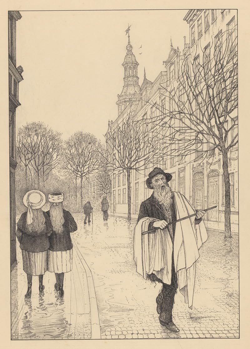 Oude man met stok op een straat (w lub przed 1910) plakat wydruk Willem Pothast (24 x 36)