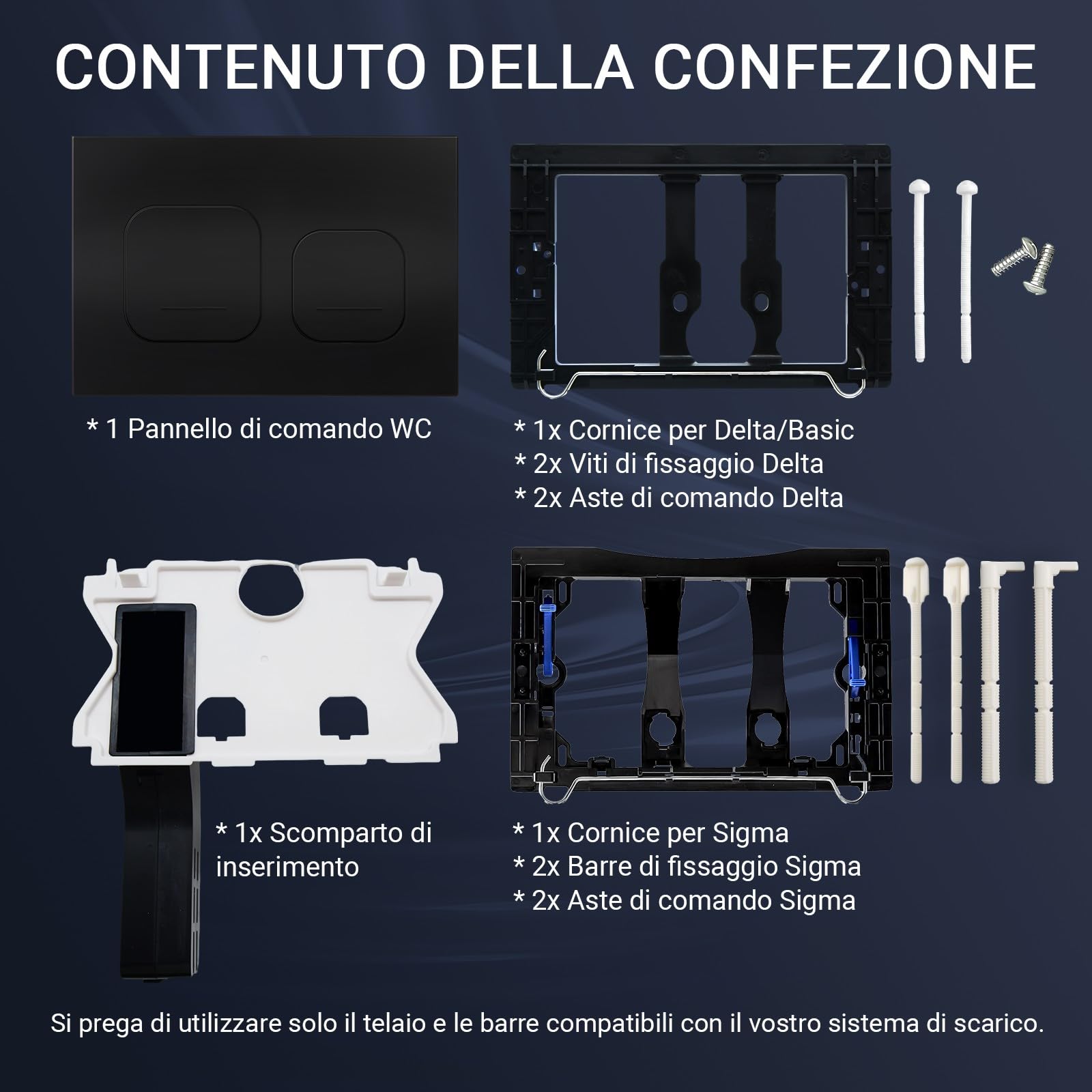 Empyreal Placca di scarico WC Compatibile con Geberit Duofix Sigma e Delta|115610001 Scivolo per pastiglie pulitrici|Doppia scarico|246 x 164 mm（Nero Opaco）