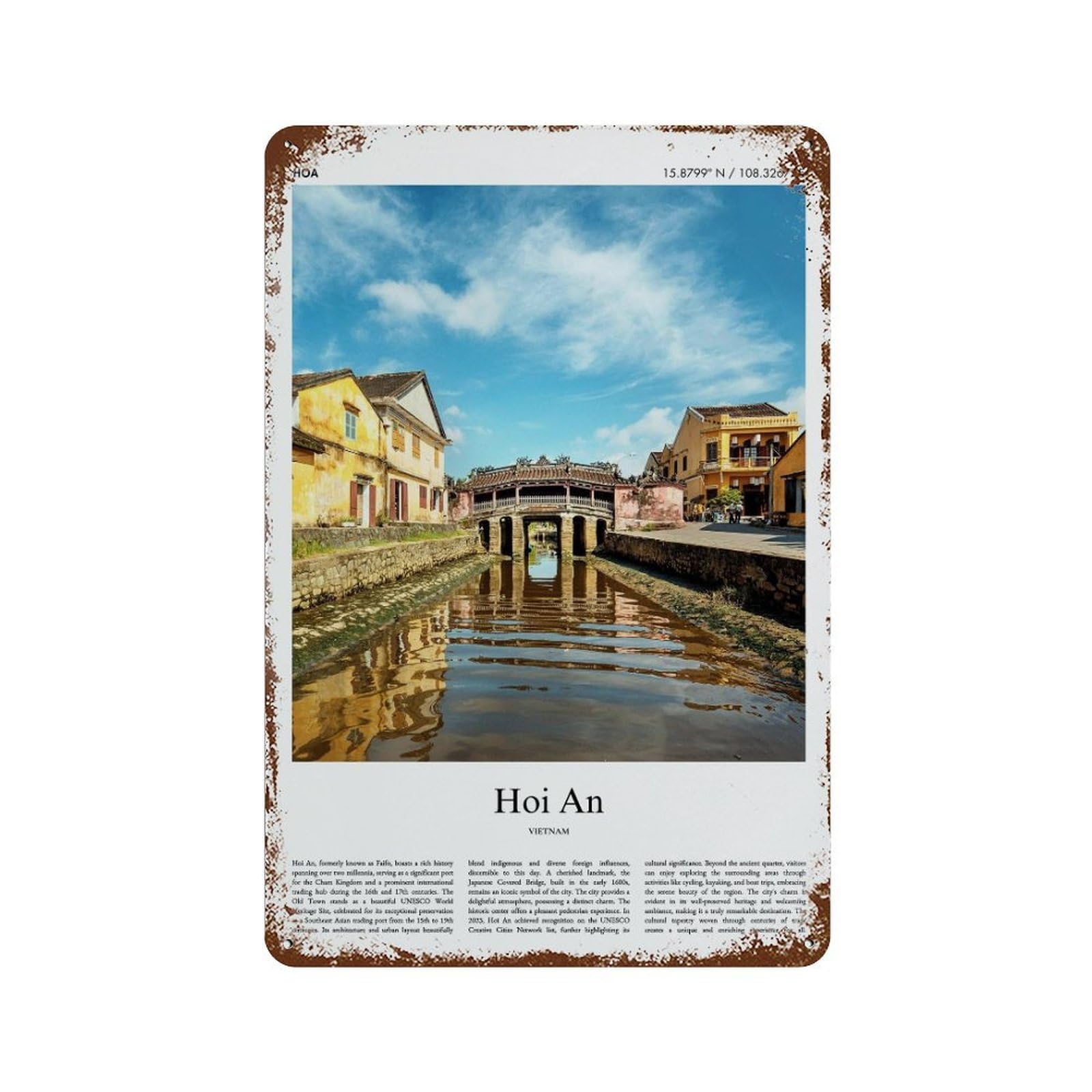 xiaoxiaoshen Hoi An Vietnam City Scenery Wall Decor Art Metal Tin Poster Modern Home Decor Art Home Bar Shop Decorations Vintage Sign 30x20cm