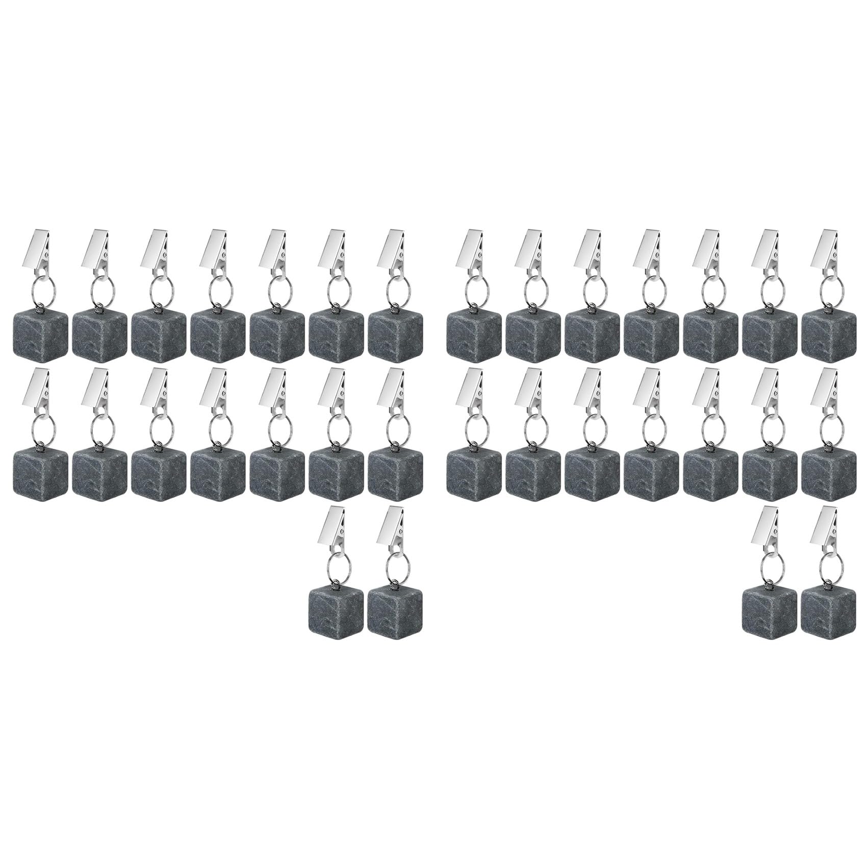 Vjsujehgy 32PCS Tablecloth Weights with Metal Clip, Cube Table Covers Pendant Stones, Marble Table Cloth Weights for Decoration