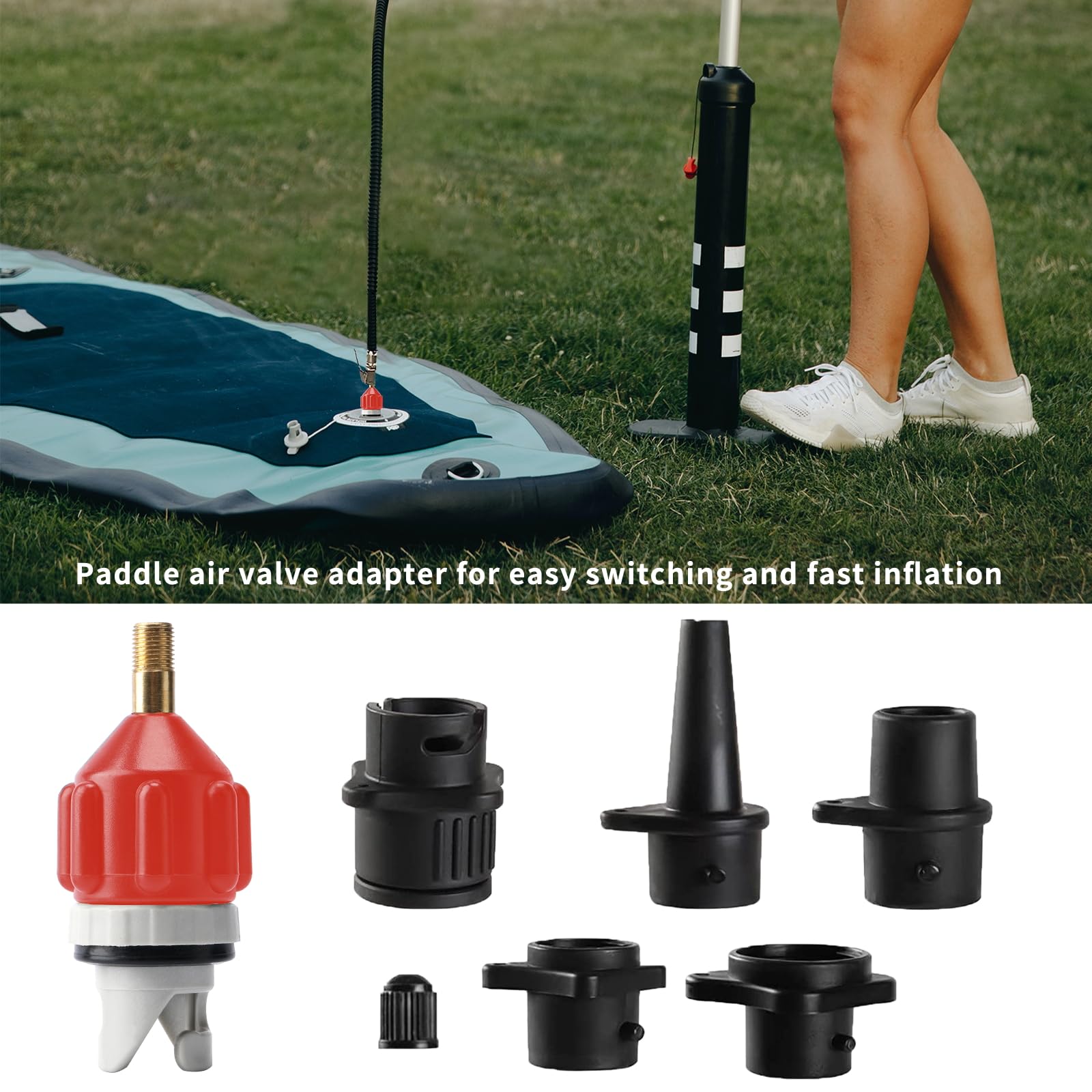 yuejuhe SUP Pump Adaptor Converter, Paddle Board Pump Adaptor with 4 Air Valve Nozzles - Image 6
